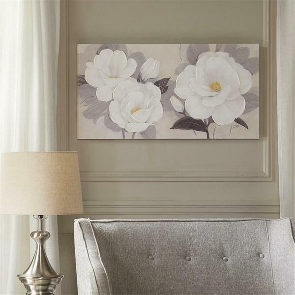 Madison Park Midday Bloom Florals White Paint Embellished Canvas - White MP95C-0112